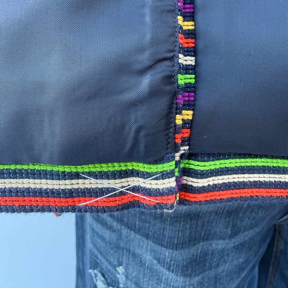 Talbots Rainbow Horizontal Striped Metallic Thread Mandarin Collar Biazer - Picture 11 of 12